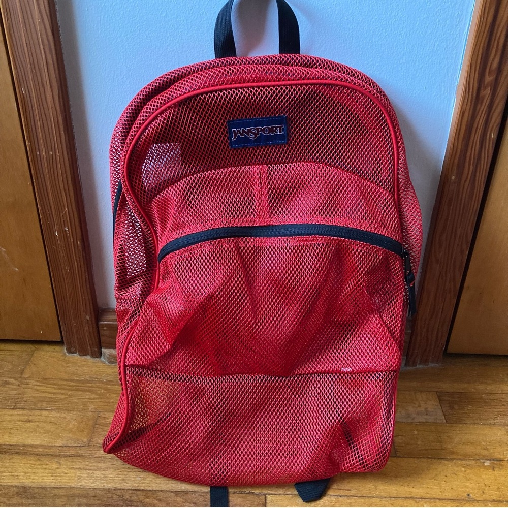 Jansport Backpack Mesh Red Transparent School Work